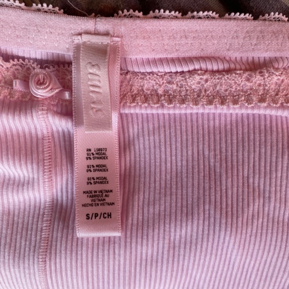 Skims lounge pant lace trim pink ribbed size small - Picture 4 of 12